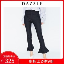 Dazzle ground plain winter new splicing Ruffle hem micro pull casual pants pants for women 2a4q4351t