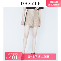 Dazzle ground element spring and Autumn New Lace contrast splicing high waist straight tube shorts for women 2f11q116