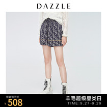 DAZZLE autumn new European and American pajamas style loose drawstring printed shorts female 2G3Q1106A