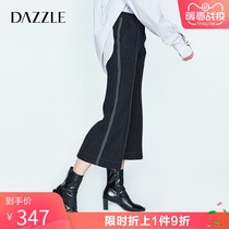 Dazzle winter new striped woolen loudspeakers nine point casual pants 2a4q4372t