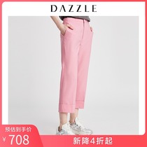 Dazzle Disu summer suit new thin sheep wool straight tube flanging Capris for women 2g2q4062g