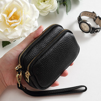 Genuine leather zero wallet woman small and soft cow leather mothers hand carrying a short and minimalist double zipped small wallet
