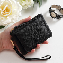 Genuine Leather Zero Wallet Woman Small Mini Mama Money slim Bull Leather Key Coin Multilayer Hand Carry Zipper Small Wallet