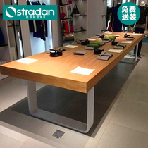 Solid wood conference table long table office table and chair combination log board long table Commercial store reception table
