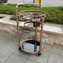 Stainless steel hand push dessert car hotel dining car rose gold cake cart cart 4s wine truck stainless steel tea truck
