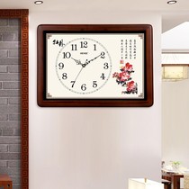 Watch square retro Chinese wind mute wall hanging bell Chinese living room clock solid wood hanging bell HW118