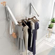 New drying clothes rack Home balcony outside telescopic cold clothes rack can shrink hidden drying rack Wall clothes