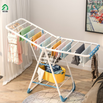 Balcony clothes rack floor-to-ceiling folding bedroom simple hanging clothes rod type household baby diaper cool and dry quilt artifact