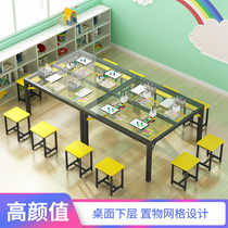 Drawing Room Table Children Class Table And Chairs Glass Fine Art Table Painting Table Tutoring Training Table Handmade Table Drawing Calligraphy Table