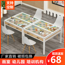 Children Glass Painting Table Fine Art Table Handwork Homework Table Nursery Painting Room Table Training Table And Chairs Clothing Design Table