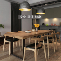 Solid wood home dining table long strip dining table raw wood color table rectangular minimalist dining table and chair combination six people
