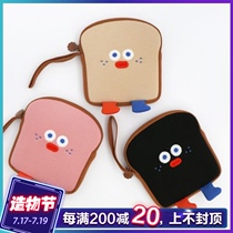 Korea romane cute cartoon ugly cute toast Jun makeup bag female wrist digital finishing storage bag lipstick bag