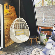 Hanging basket chair indoor lazy balcony homestay ins Wind rattan waterproof sunscreen creative courtyard villa eggshell hanging chair