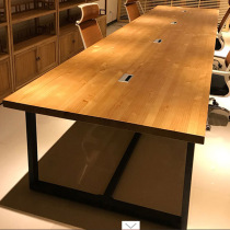 Loft large conference table long table American solid wood training table computer negotiation table chair iron table desk