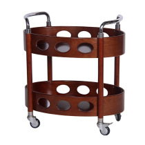 Wine truck service cart hand push dining car stainless steel champagne car solid wood oval snack car four-wheel cart