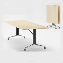 Folding meeting table multifunction desk combined class table and chairs mobile splicing training table telescopic large long table