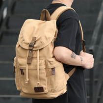 Mens backpack canvas shoulder light large capacity Travel Leisure simple travel fashion trend college students schoolbag