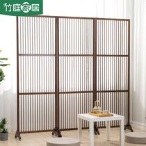 Foldable screen Bedroom occlusion bamboo household screen New Chinese solid wood office screen partition mobile screen