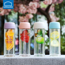 Lock lock lock makaron color double-layer heat-resistant glass cup transparent cup student female 300ml LLG628