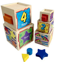 Five-layer color set box shape box wooden layer stacked geometric digital intelligence shape box educational toy