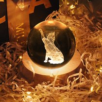 Cat Music Box Sky City Music Box Cute Xiao Mao Element Crystal Ball Birthday Gift Delicate for Girlfriends