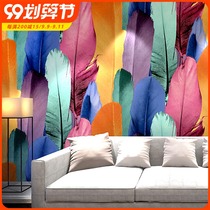 Nordic feather wallpaper modern blue 3d stereo TV background wall KTV flash reflective karaoke bar bar wallpaper