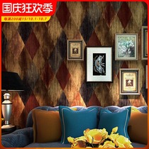 Retro imitation soft bag leather pattern wallpaper American country diamond lattice nostalgic bedroom living room TV background wall wallpaper