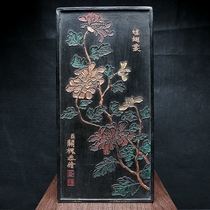 Imperial title Guan Huiyang Chrysanthemum old object study Four Treasures Hui ink Anhui old ink stick ink block ink stick pine smoke ink bar pine smoke ink