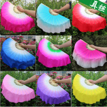 Dance Fan Silk Jiaozhou Yangko Fan Gradual Color Change Double-sided Fan One-foot Fan Performance Dance Fan