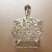 Dreamer European creative crystal glass candy jar glass square storage box dessert box