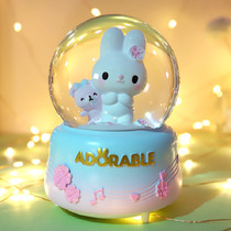 Cute Little Rabbit Water Crystal Ball Music Box Spinning Eight-soundbox Christmas Send Girl Girl Girl Birthday Present