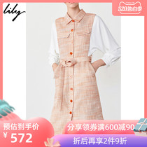 Lily 2020 spring new women's heart spliced single breasted lace up high waist dress shirt suit coat