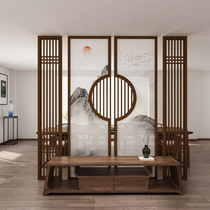 Modern decorative log screen partition living room entrance hall stall stall grille fashion Solid Wood Hollow simple