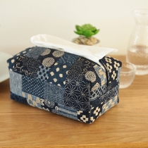 Japanese style blue dyed ancient fabric wind tissue bag carton paper tissue package pulley carton paper box