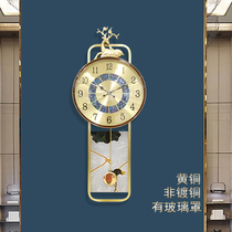 Kaiqin new Chinese style modern simple wall clock copper clock high-end silent clock simple home clock modern clock