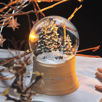 Glowing Crystal Ball Snow Music Box Snowscape Music Box Retro Children Boys Girls Birthday Christmas Gifts