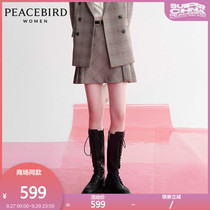 Shopping mall same style Peacebird skirt female jacquard plaid pleated skirt 2020 autumn new temperament short skirt