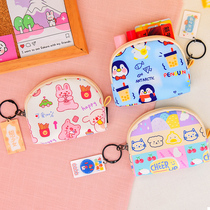 Student Cute Little Bear Small Rabbit Cartoon Zip Zero Purse Plaid Mini Wallet Coin Key Bag Woman small