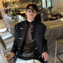 Early autumn sense suit jacket Joker New buckle Tang suit style loose casual simple suit coat thin (9