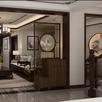 New Chinese-style entry door grille barrier door shoe cabinet integrated screen partition living room shielding solid wood seat screen