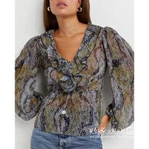 UK 10 02 famous er womens New temperament printed waist slim Joker shirt