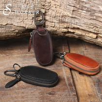 Thvo Minimalist Headlayer Bull Leather Mini Universal Car Key Bag Genuine Leather Handkey Button male and female original