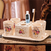 European bathroom toiletries bathroom bathroom five-piece set toilet brushing mouthwash Cup tooth ceramic tray kit