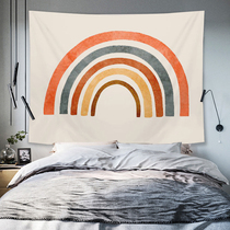 Nordic ins rainbow wall decoration tapestry bedside bedroom dormitory hanging cloth net Red House geometric background curtain