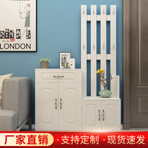 Solid wood shoe cabinet with hanger integrated living room entrance floor coat rack door porch storage rack home