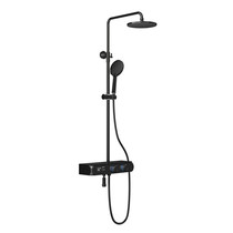 Brilliant bathroom black smart thermostatic shower with temperature display time display HH124243