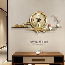 Pure copper hanging clock Living room Home Fashion light extravaganza creative modern minimalist timepiece hanging wall mute New Chinese quartz clock
