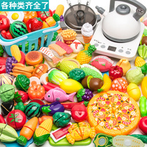 Children play house toy kitchen girl vegetable cut look baby cut fruit boy cake cut music combination
