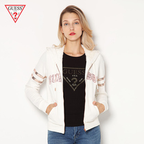 Guess women's letter logo hooded zipper sweater-q84q07r5fc0