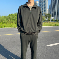 Spring and autumn long-sleeved physical training suit suit outdoor quick-drying breathable trousers winter running sportswear pants men